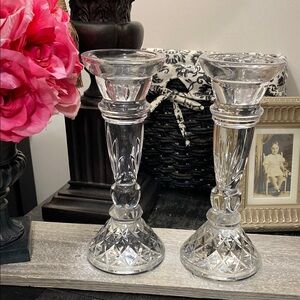 Royal Limited Czech HEAVY 24% Crystal Candle Stick Pair!